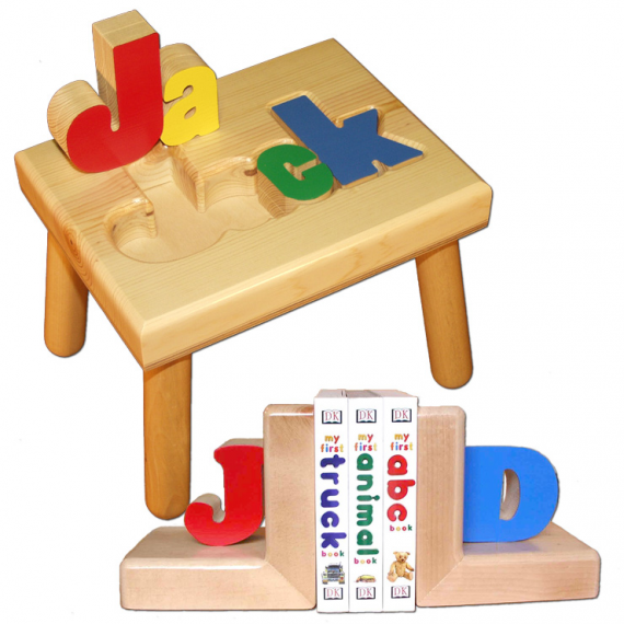 Name Stool And Bookends In Primary Colors - SAVE $10.00 - Damhorst Toys ...