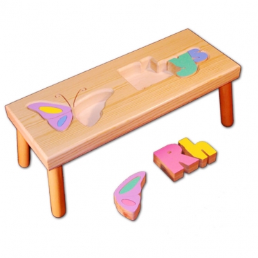Butterfly Name Puzzle Stool in Pastel Colors - Damhorst Toys