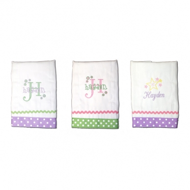 Personalized burp cloths store girl