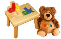 Name Stool and Teddy Bear