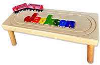 ** Limited Run ** Red Train Name Puzzle Stool with 2 Cars